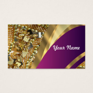 Gouden bling & magenta werveling visitekaartjes