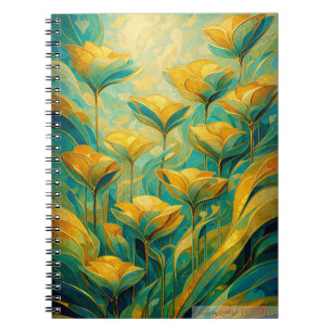 Gouden Bloei Abstracte Bloem Notitieboek