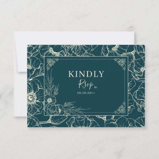 Gouden Bloei Drie 3 Maaltijd Keuze Bruiloft RSVP Kaartje (Achterkant)