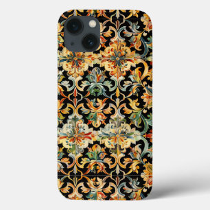 Gouden bloei op zwart iPhone 13 hoesje