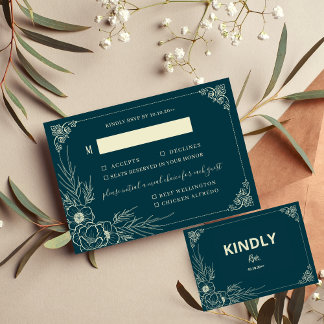 Gouden Bloei Twee 2 Maaltijd Keuze Trouw RSVP Kaar Kaartje