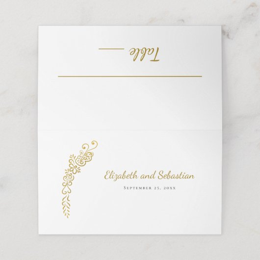 Gouden Bloei Vlinder Wit Elegante bruiloft (Buitenkant ongevouwen)