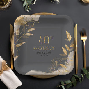 Gouden Bloem 40e Verjaardag ID1169 Papieren Bordje