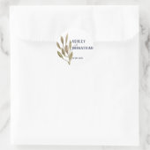 Gouden bloem bladeren bruiloft ronde sticker (Tas)