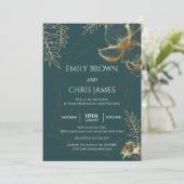 Gouden bloem bloei | Moderne trouwceremonie Kaart (Staand voorkant)