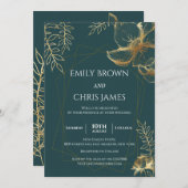 Gouden bloem bloei | Moderne trouwceremonie Kaart (Voorkant / Achterkant)