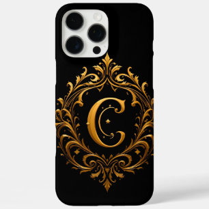 Gouden Bloem C Monogram Luxe Botanische Initiaal iPhone 16 Pro Max Hoesje