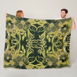 gouden bloem, fantasie, elegant, patroon, subtiel, fleece deken