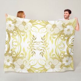 gouden bloem, fantasie, elegant, patroon, subtiel, fleece deken