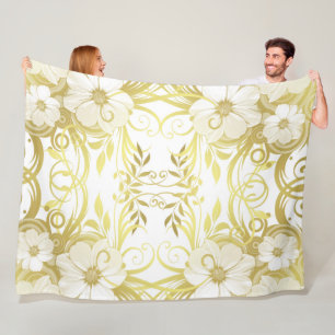gouden bloem, fantasie, elegant, patroon, subtiel, fleece deken