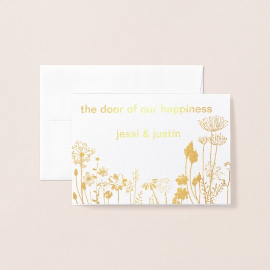 gouden bloem huwelijksuitnodiging folie kaarten (Voorkant met envelop)