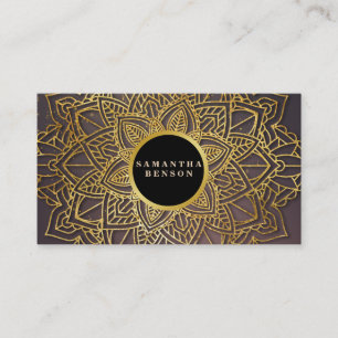 Gouden Bloem Mandala Patroon Yoga Instructrice Visitekaartje