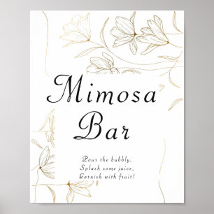 Gouden Bloem Mimosa Bar Poster Bord