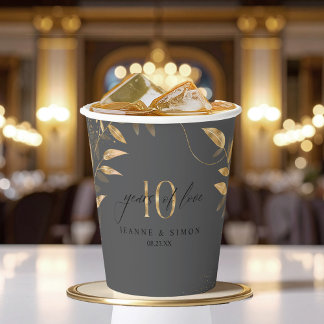 Gouden Bloem Motief 10e Jubileum ID1169 Papieren Bekers