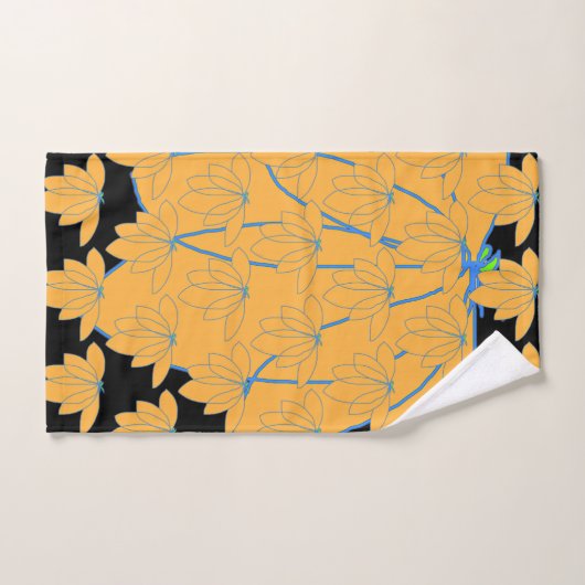 Gouden bloem op zwart bad handdoek (Handdoek)