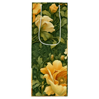 Gouden Bloem Tapijt Wijn Cadeautas