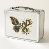 Gouden Bloem Vlinder met Zwarte Orchidee (Achterkant)