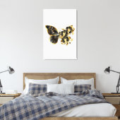 Gouden Bloem Vlinder met Zwarte Orchidee Canvas Afdruk (Insitu (Slaapkamer))