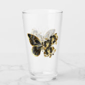 Gouden Bloem Vlinder met Zwarte Orchidee Glas (Achterkant)