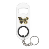 Gouden Bloem Vlinder met Zwarte Orchidee Mini Flessenopener (Achterkant)
