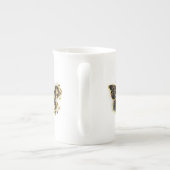 Gouden Bloem Vlinder met Zwarte Orchidee Porselein Kop (Achterkant)