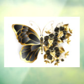 Gouden Bloem Vlinder met Zwarte Orchidee Raamsticker (Vel 3)
