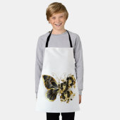 Gouden Bloem Vlinder met Zwarte Orchidee Schort (Gedragen)