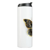 Gouden Bloem Vlinder met Zwarte Orchidee Thermosbeker (Gedraaid links)