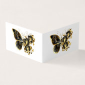 Gouden Bloem Vlinder met Zwarte Orchidee Visitekaartjes (Buitenkant)