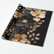 Gouden bloemblaadjes: Bloemen op zwart