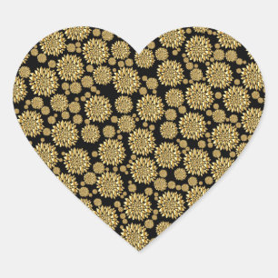 Gouden Bloemblaadjes Hart Ontwerp Sticker