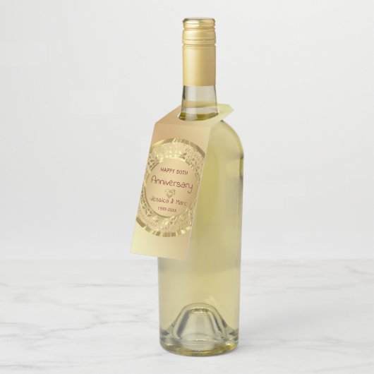 Gouden bloemdamast en harten flessenhanger (Schuin)