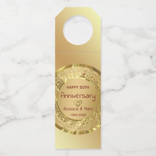 Gouden bloemdamast en harten flessenhanger (Achterkant)