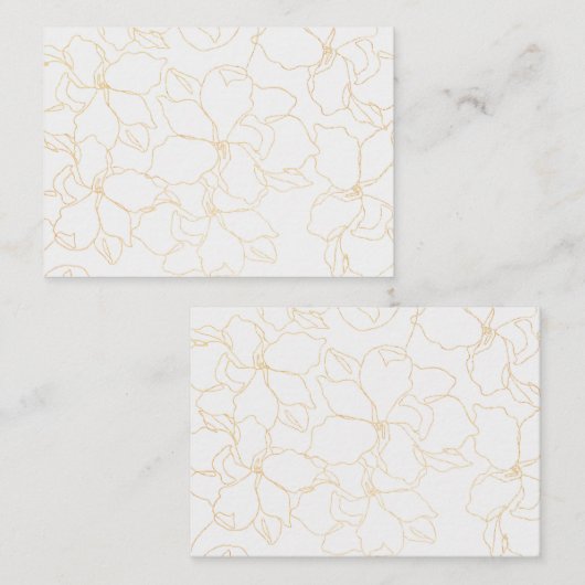 Gouden Bloemen abstracte lijn Grafisch op Wit Notitiekaartje (Voorkant / Achterkant)