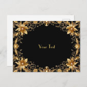 Gouden Bloemen Ansichtkaart Briefkaart (Voorkant / Achterkant)