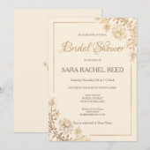 Gouden Bloemen Bloemen Bruids Douche Uitnodiging (Voorkant / Achterkant)