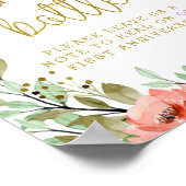 Gouden Bloemen Boodschap in een Vrijgezellenfeest Poster (Hoek)