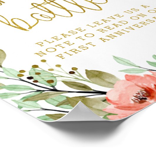 Gouden Bloemen Boodschap in een Vrijgezellenfeest  Poster (Hoek)