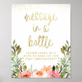 Gouden Bloemen Boodschap in een Vrijgezellenfeest Poster (Voorkant)