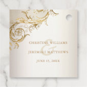  gouden bloemen Damask Elegant Script Wedding Bedankjes Labels (Achterkant)