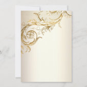 gouden bloemen Damask Elegant Script Wedding Kaart (Achterkant)