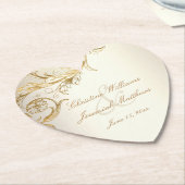  gouden bloemen Damask Elegant Script Wedding Kartonnen Onderzetters (Gekanteld)