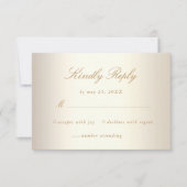gouden bloemen Damask Elegant Script Wedding RSVP Kaartje (Voorkant)