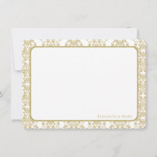 Gouden Bloemen Damask Flat Dank u Bedankkaart