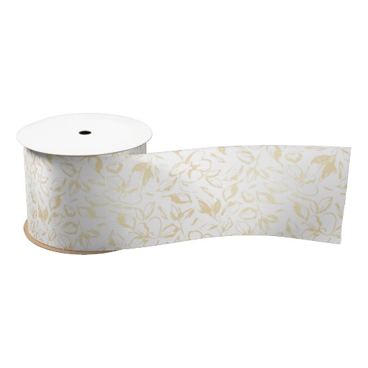 Gouden Bloemen Elegante Witte Zachte Vervaagde Blo Lint (Spoel)