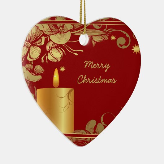 Gouden bloemen en kaars kerst ornament (Rechts)