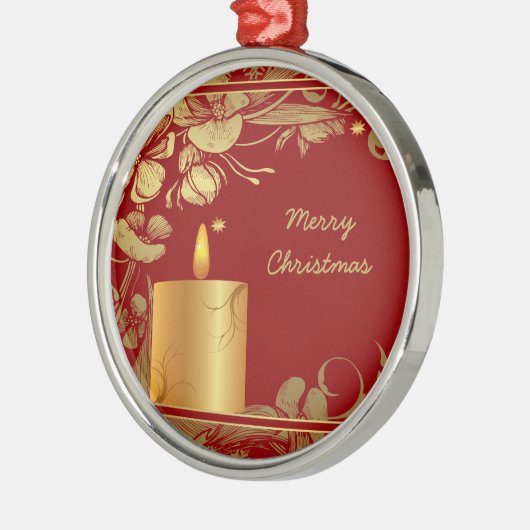 Gouden bloemen en kaars kerst ornament (Links)