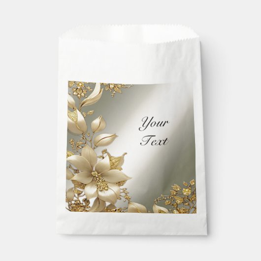 Gouden Bloemen Favor Bag Bedankzakje (Voorkant)