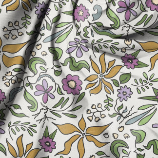Gouden Bloemen Geïllustreerd Botanisch Patroon Stof