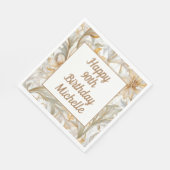 Gouden Bloemen Gelukkige 90ste Verjaardag Servet (Hoek)